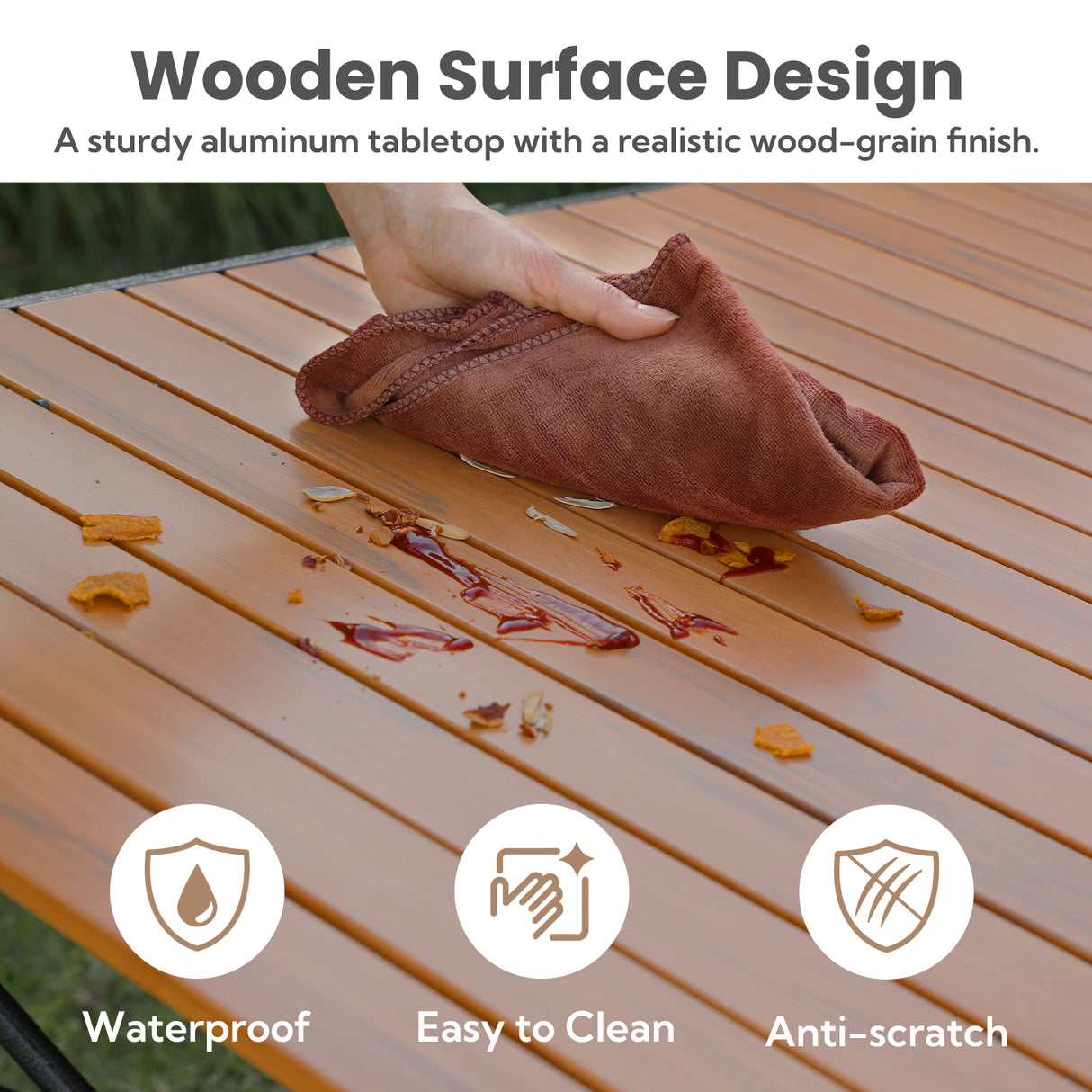 Camping Table Foldable Up to 100 kg Camping Table Height Adjustable (76/84.5/92.5 cm) Sturdy Aluminium Folding Table for 6 People - Roll Up Camping Table 120 x 70 cm Oversize Rolling Table for