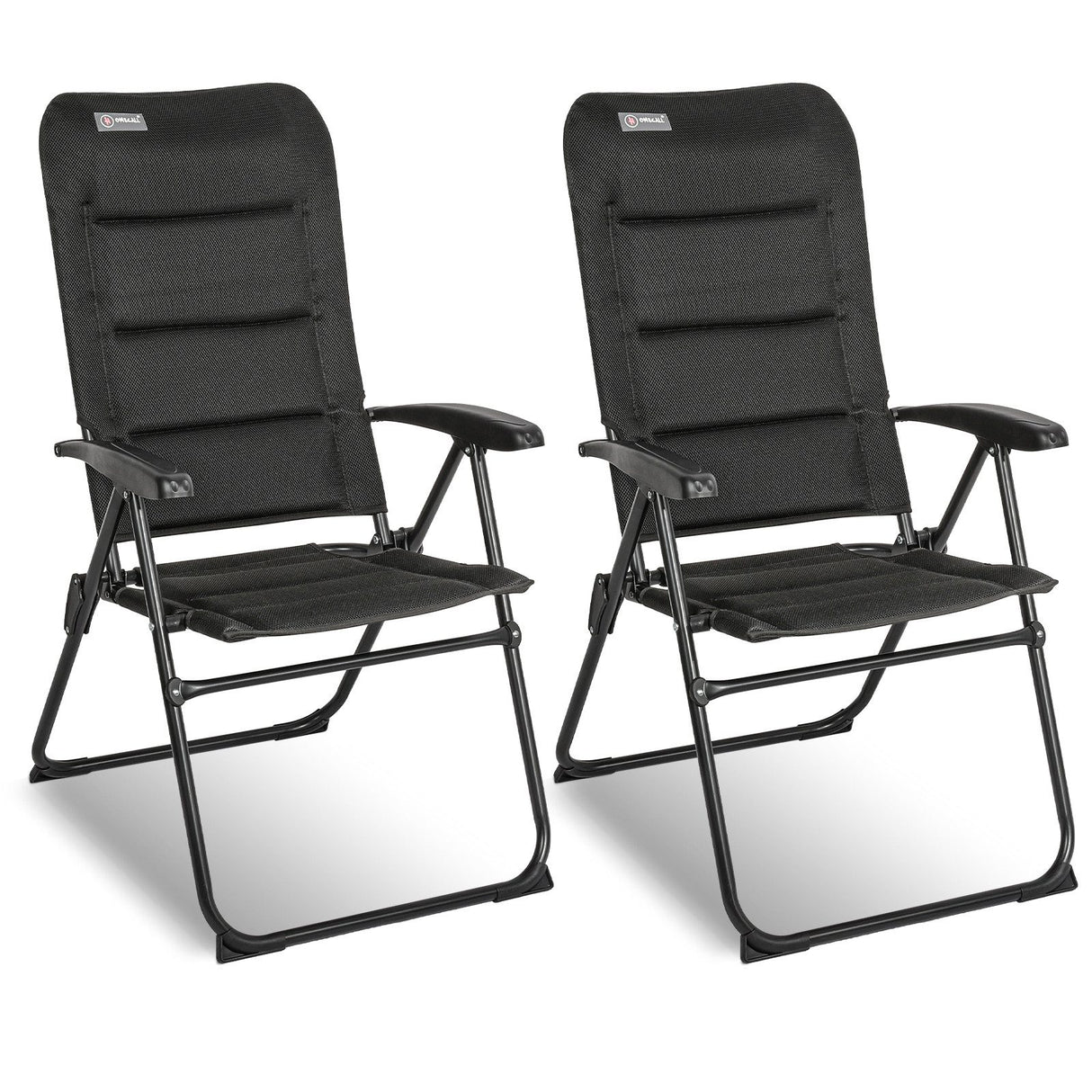 Homecall Folding Camping Chair, 150 kg Load Capacity, Foldable Garden Chair, High Backrest - Balcony Chair, Fishing Chair, Patio Chair, 5-Position Adjustable Backrest with Armrests for Camping, Garden, Balcony (2pcs)