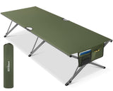 Folding Camp Bed, 210 x 80 x 60 cm, Wide Camping Bed, 200 kg Load Capacity, Stable Portable Camp Bed with Side Pocket, for Camping, Garden, Travel, Outdoor and Indoor
