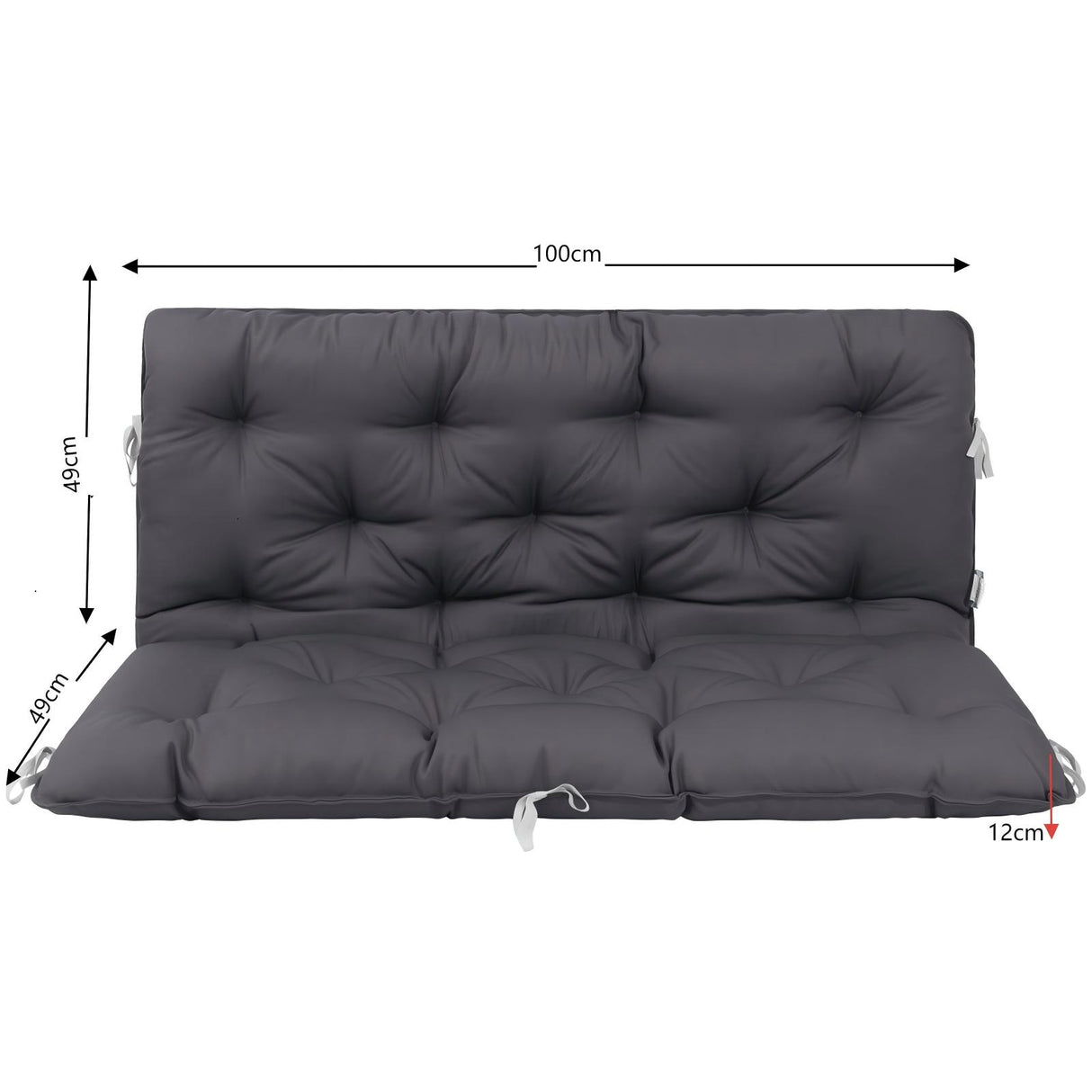 Homecall Pallet Cushion Bench Cushion with Low Backrest - Hollywood Swing, Euro Pallet Seat Cushion, Garden Bench, Double-Sided Gray for Balcony & Garden & Pallets (100 x 98 cm)