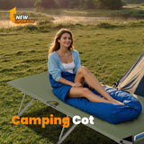 Folding Camp Bed, 210 x 80 x 60 cm, Wide Camping Bed, 200 kg Load Capacity, Stable Portable Camp Bed with Side Pocket, for Camping, Garden, Travel, Outdoor and Indoor
