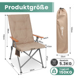 Homecall Camping Chair Foldable 150 kg Load Capacity High-Backed Chair Luxury Folding Chair Camping Chair with 3 Positions Adjustable with 4.5 cm Thick Padded Fishing Chair for Garden Balcony Caravan