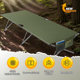 Folding Camp Bed, 210 x 80 x 60 cm, Wide Camping Bed, 200 kg Load Capacity, Stable Portable Camp Bed with Side Pocket, for Camping, Garden, Travel, Outdoor and Indoor