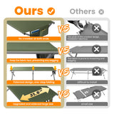 Folding Camp Bed, 210 x 80 x 60 cm, Wide Camping Bed, 200 kg Load Capacity, Stable Portable Camp Bed with Side Pocket, for Camping, Garden, Travel, Outdoor and Indoor