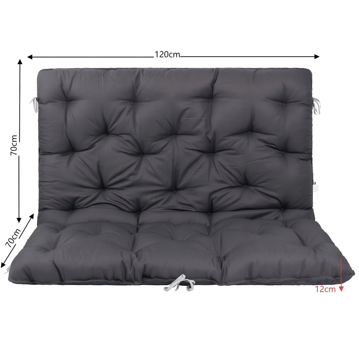 Homecall Pallet Cushion Bench Cushion with Low Backrest - Hollywood Swing, Euro Pallet Seat Cushion, Garden Bench, Double-Sided,For Balcony & Garden & Pallets (120 x 140 cm)