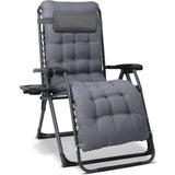 Homecall Folding Garden Lounger, Sun Lounger, Weatherproof with Cushion, Adjustable Backrest, Zero Gravity Chair, Recliner Lounger up to 180 kg for Garden, Patio, Balcony, XXL ( Black/Gray)