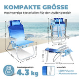 Homecall Beach Chair Foldable Lightweight Folding Chair Beach 5-Level Adjustable Backrest - Beach Chair Beach Chairs Foldable up to 136 kg for Beach, Outdoors
