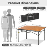 Camping Table Foldable Up to 100 kg Camping Table Height Adjustable (76/84.5/92.5 cm) Sturdy Aluminium Folding Table for 6 People - Roll Up Camping Table 120 x 70 cm Oversize Rolling Table for