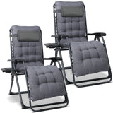 Homecall Folding Garden Lounger, Sun Lounger, Weatherproof with Cushion, Adjustable Backrest, Zero Gravity Chair, Recliner Lounger up to 180 kg for Garden, Patio, Balcony, XXL ( Black/Gray)
