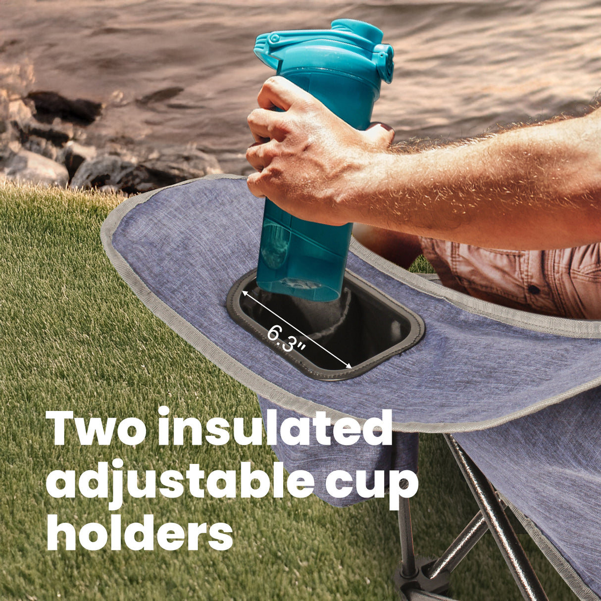 Camping Sofa Duo Deluxe Lounge Double Folding Chair with Armrests Camping Lounger for 2 People up to 320 kg Heavy Duty Folding Couch Low Seat Height for Garden (Blue)