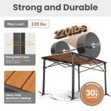 Camping Table Foldable Up to 100 kg Camping Table Height Adjustable (76/84.5/92.5 cm) Sturdy Aluminium Folding Table for 6 People - Roll Up Camping Table 120 x 70 cm Oversize Rolling Table for