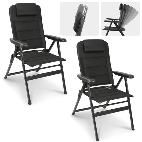 Homecall Foldable Camping Chair, 150 kg Load Capacity, Garden Chair, Folding High-Backed Chair, Balcony Chair, Fishing Chair, Patio Chairs, 6-Way Adjustable Backrest with Armrests for Camping, Garden