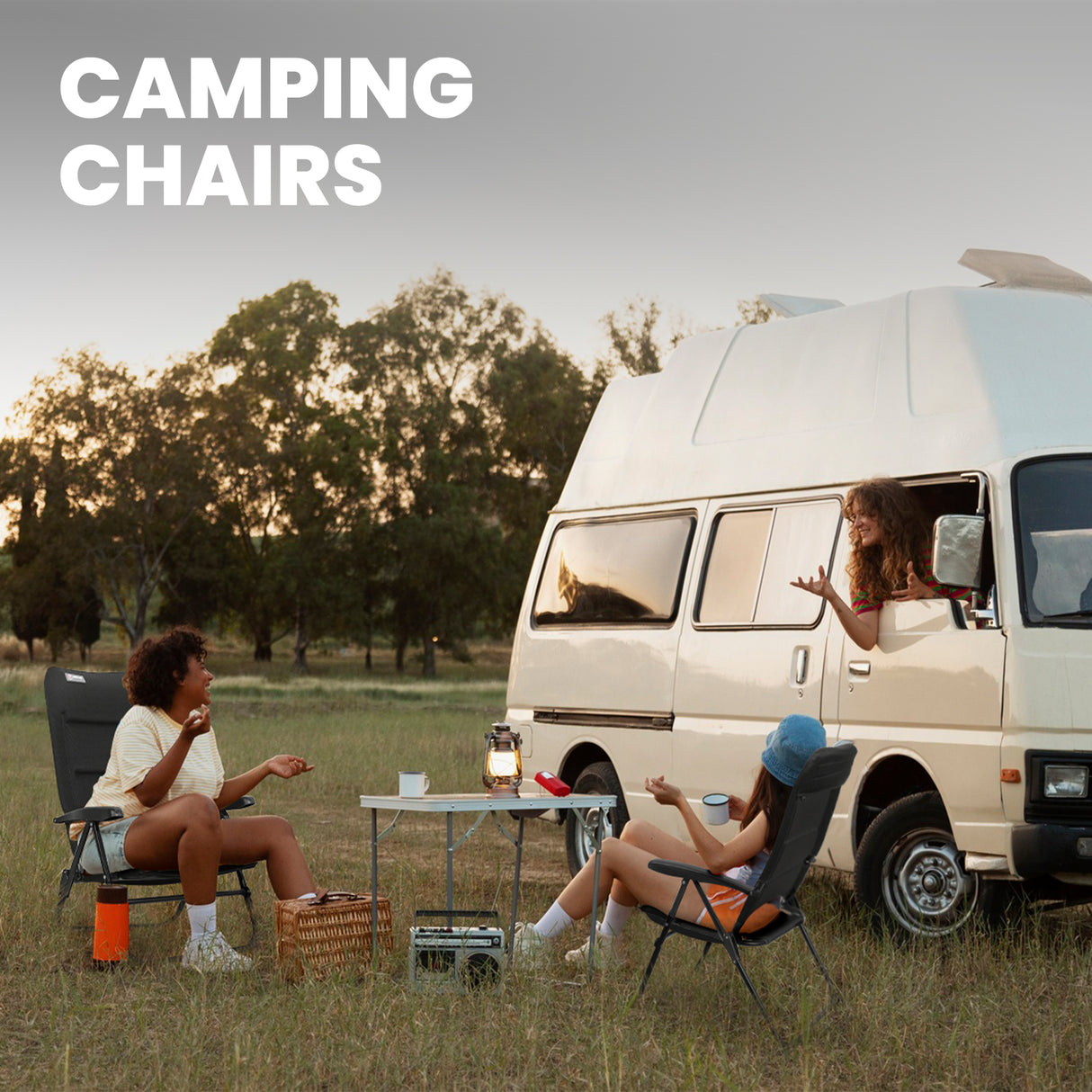 Homecall Folding Camping Chair, 150 kg Load Capacity, Foldable Garden Chair, High Backrest - Balcony Chair, Fishing Chair, Patio Chair, 5-Position Adjustable Backrest with Armrests for Camping, Garden, Balcony (2pcs)