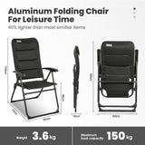 Homecall Folding Camping Chair, 150 kg Load Capacity, Foldable Garden Chair, High Backrest - Balcony Chair, Fishing Chair, Patio Chair, 5-Position Adjustable Backrest with Armrests for Camping, Garden, Balcony (2pcs)