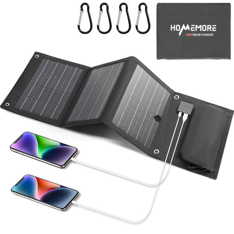 HOMEMORE 28W Portable Solar Charger with QC3.0 USB/Type - C Port, Solar Panel, Foldable, Ideal for Cell Phone, Tablet, Power Bank, Camera And So On - Homecall - outdoor